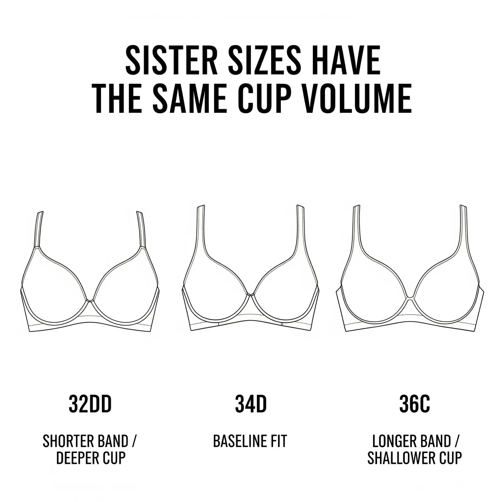 Visually prove that three sister sizes have the exact same cup volume